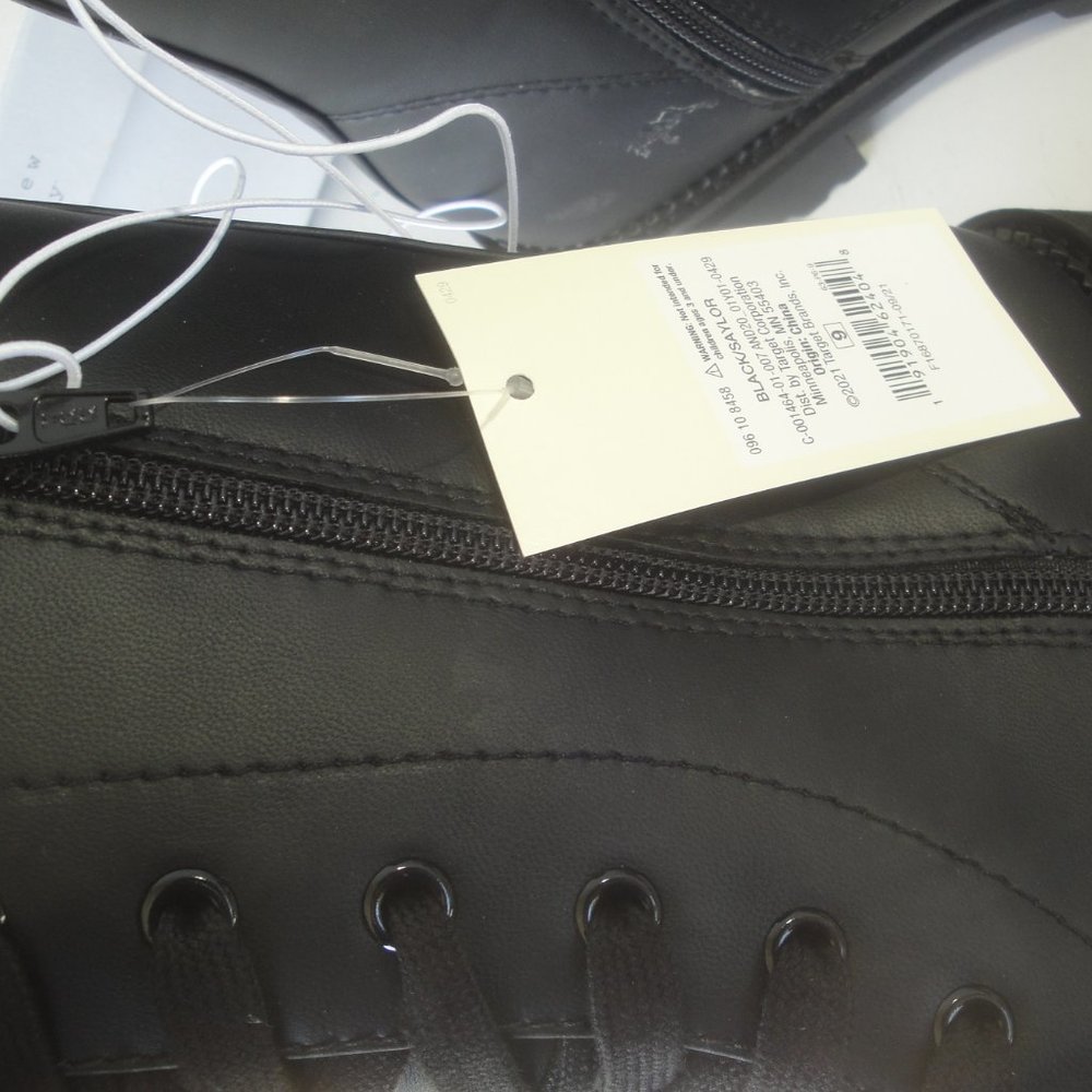 A New Day Black Combat Style Boots Ladies Size 9 - Picture 4 of 12